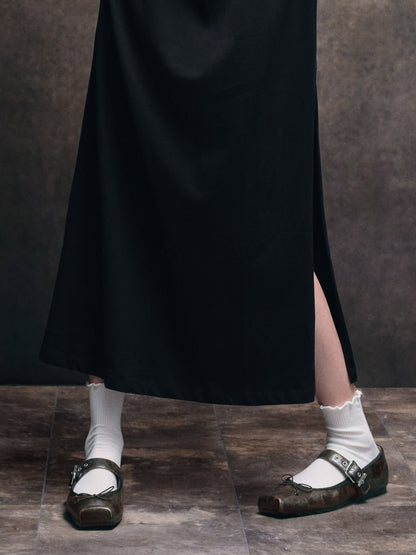 CHARLES & KEITH Value / Myler Crinkle-Effect Bow Mary Janes - Dark Brown