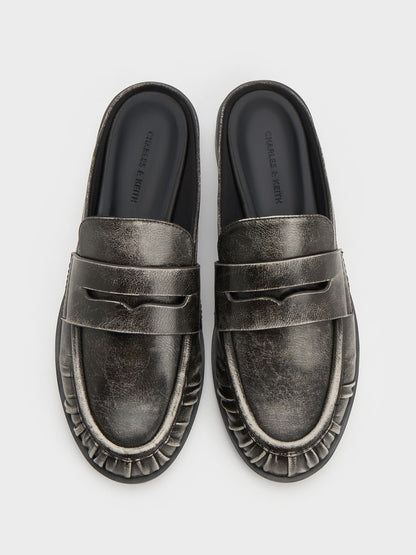 CHARLES & KEITH Special Offer / Dylan Penny Loafer Mules - Grey