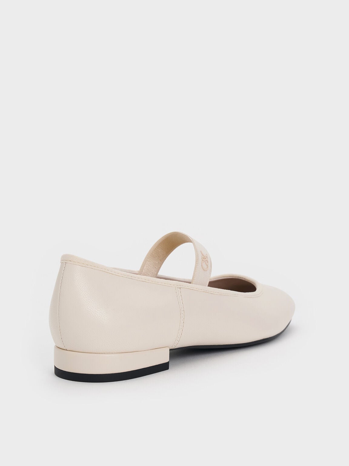 CHARLES & KEITH Customer Favorite / Leather Mary Jane Flats - Chalk
