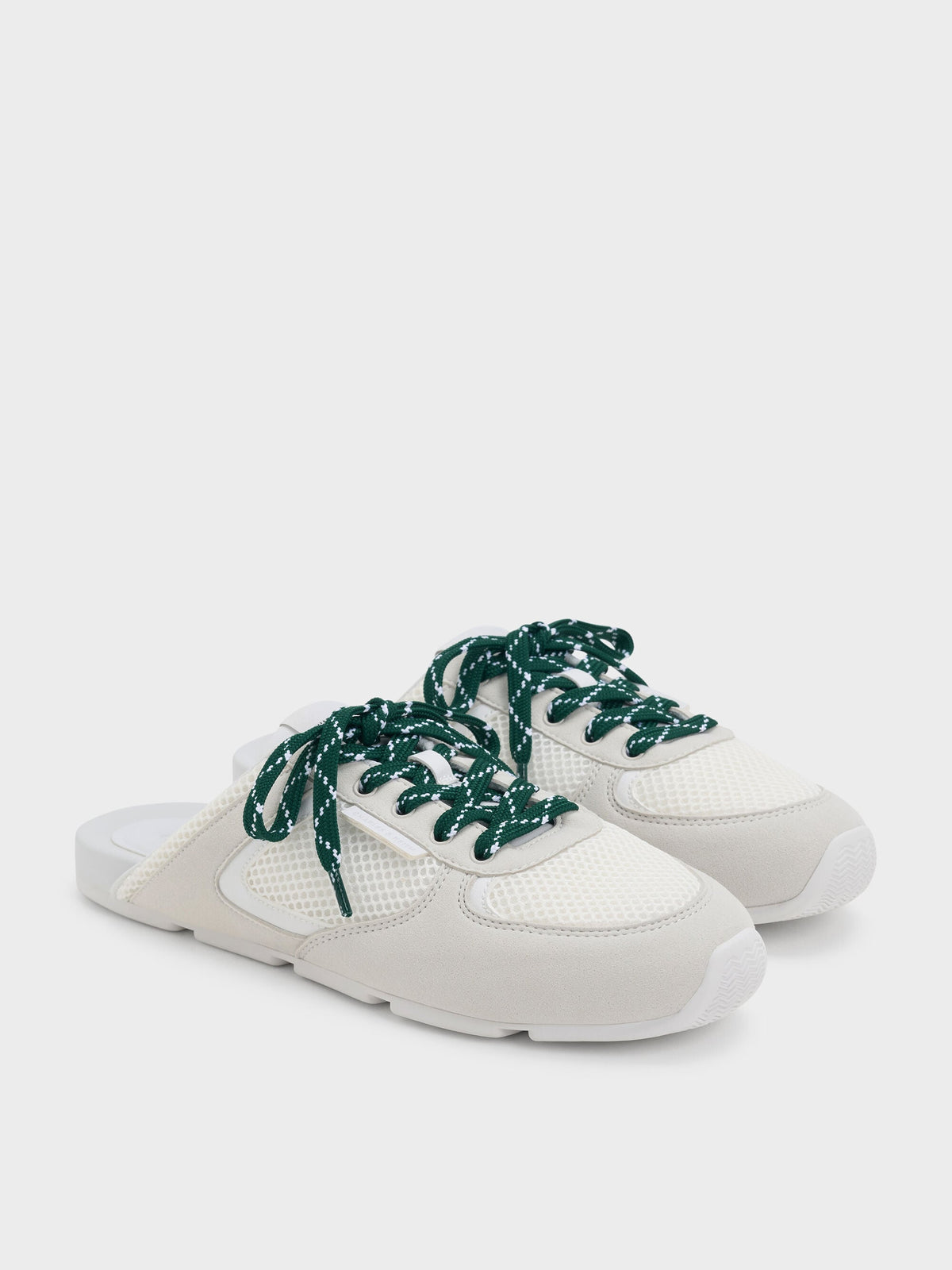 CHARLES & KEITH Best Price / Mesh Lace-Up Sneaker Mules - White