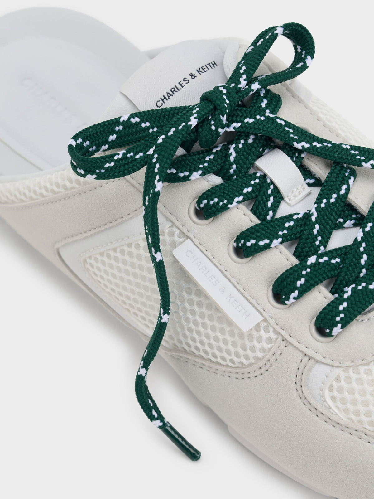 CHARLES & KEITH Best Price / Mesh Lace-Up Sneaker Mules - White
