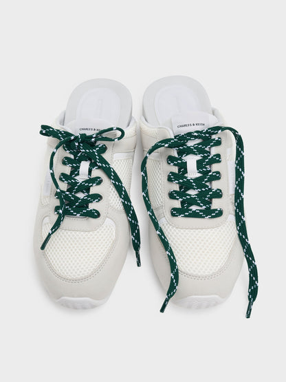 CHARLES & KEITH Best Price / Mesh Lace-Up Sneaker Mules - White