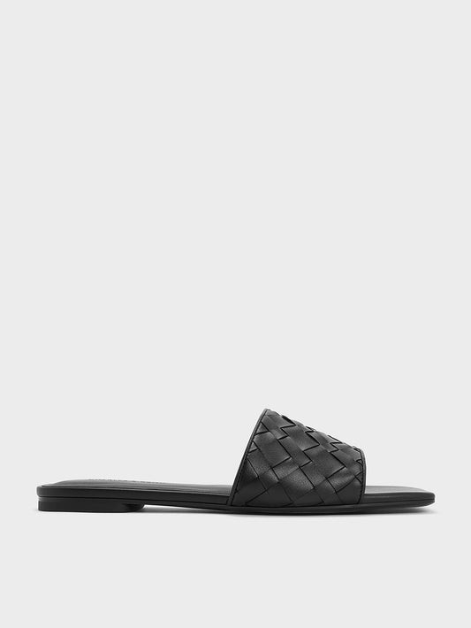 CHARLES & KEITH Trusted / Ivette Woven Slide Sandals - Black