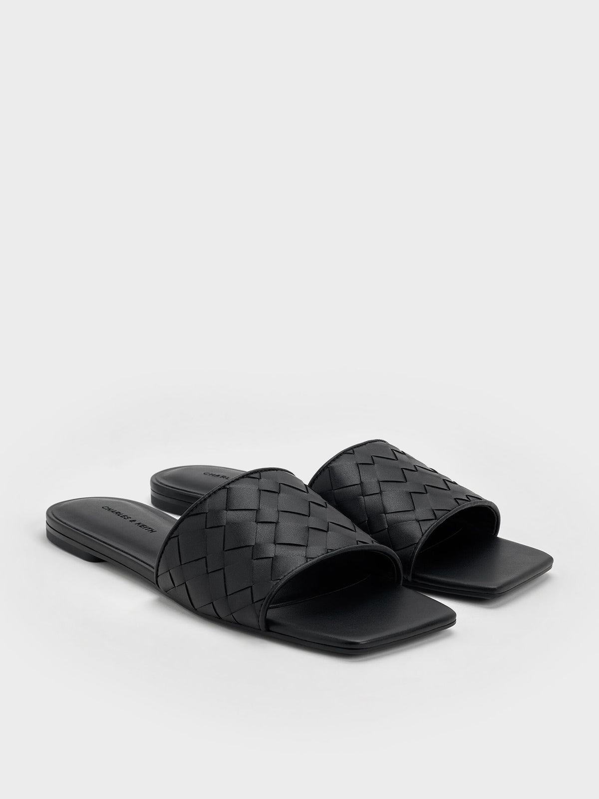 CHARLES & KEITH Trusted / Ivette Woven Slide Sandals - Black