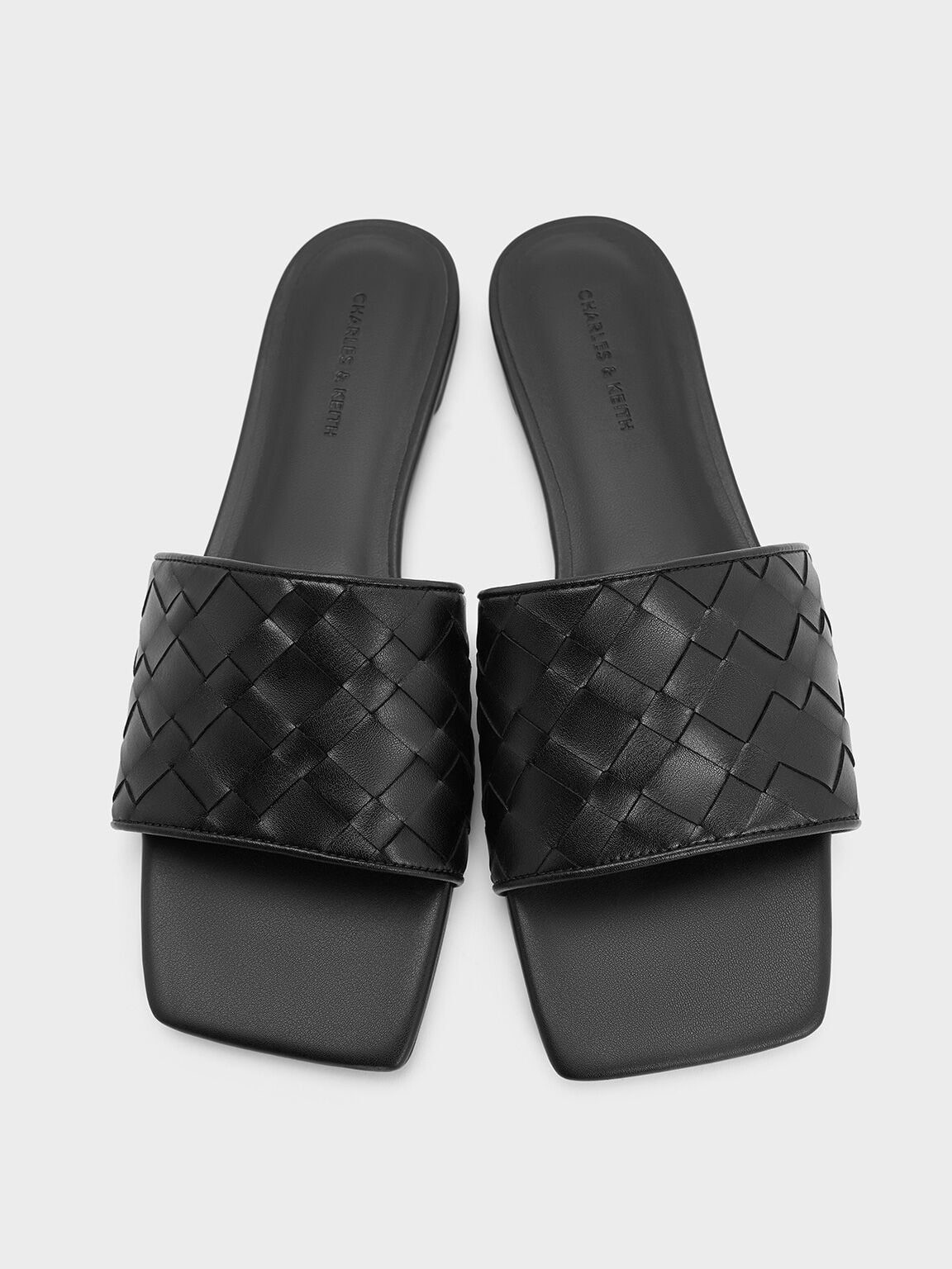 CHARLES & KEITH Trusted / Ivette Woven Slide Sandals - Black