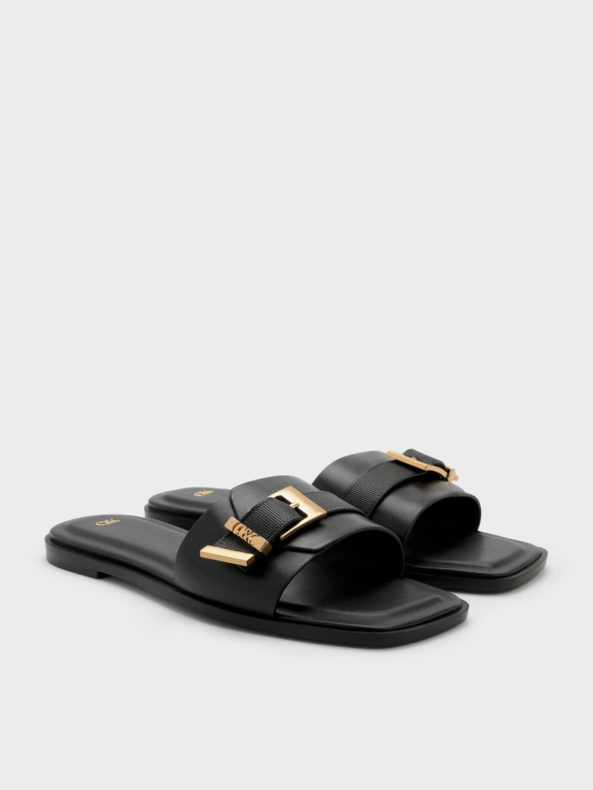 CHARLES & KEITH Featured / Whitney Leather Slide Sandals - Black