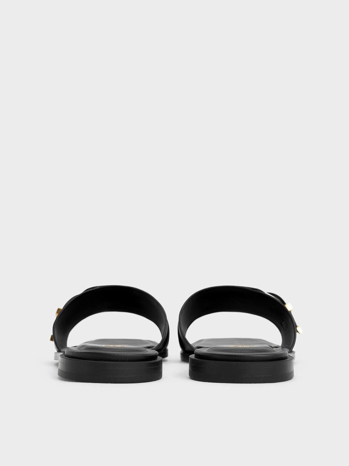 CHARLES & KEITH Featured / Whitney Leather Slide Sandals - Black