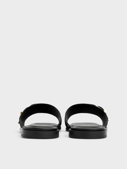 CHARLES & KEITH Featured / Whitney Leather Slide Sandals - Black
