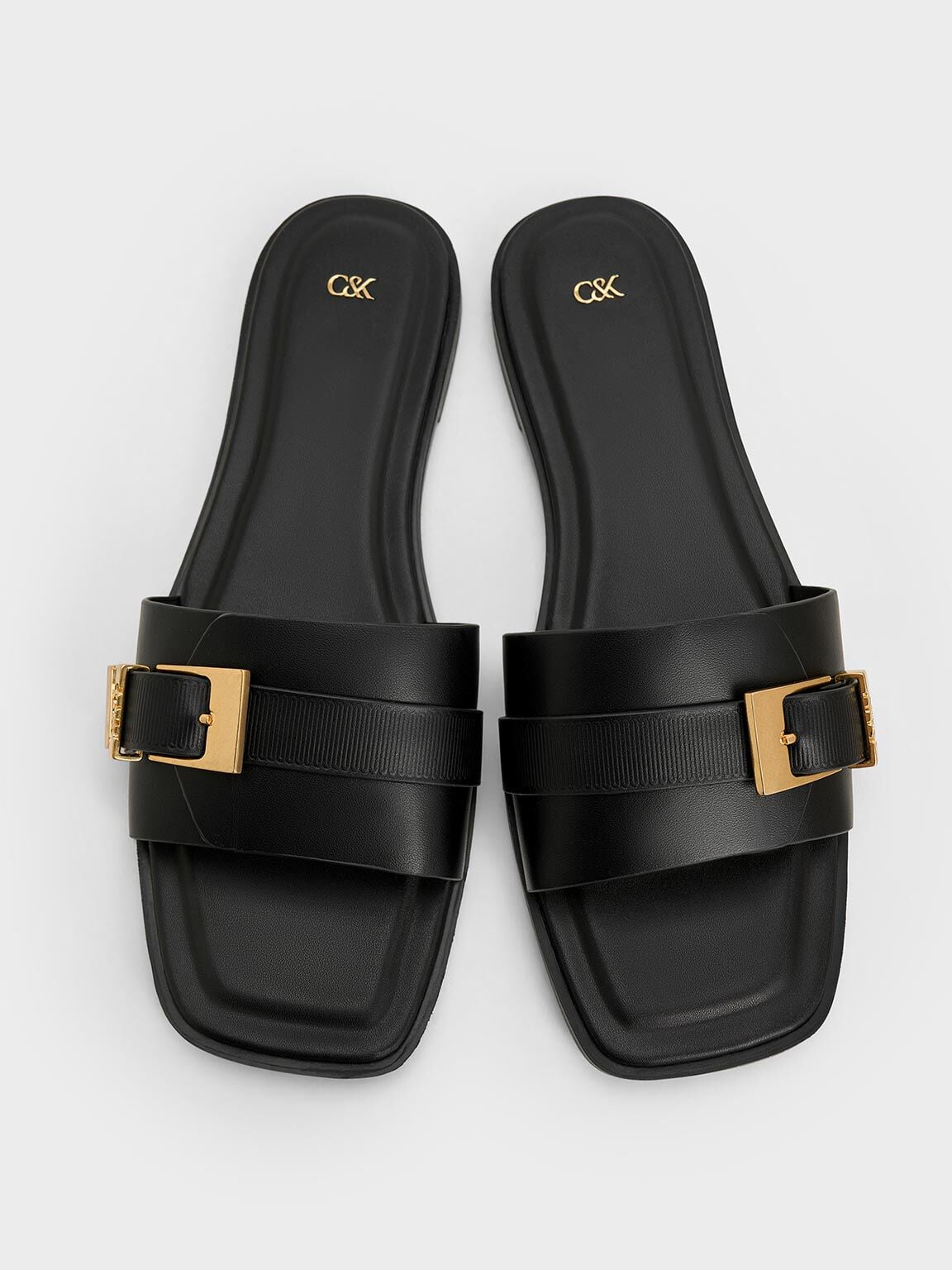 CHARLES & KEITH Featured / Whitney Leather Slide Sandals - Black