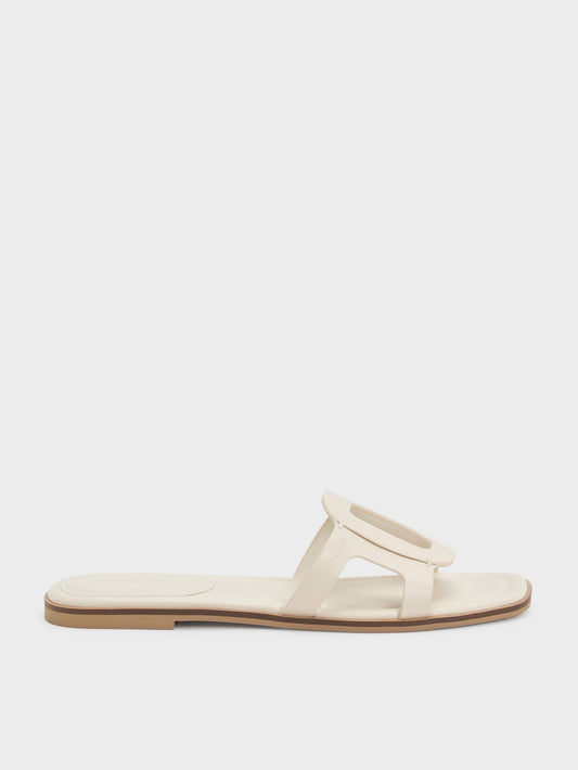 CHARLES & KEITH Exclusive / Easley Cut-Out Slide Sandals - Chalk
