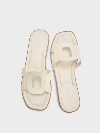 CHARLES & KEITH Exclusive / Easley Cut-Out Slide Sandals - Chalk
