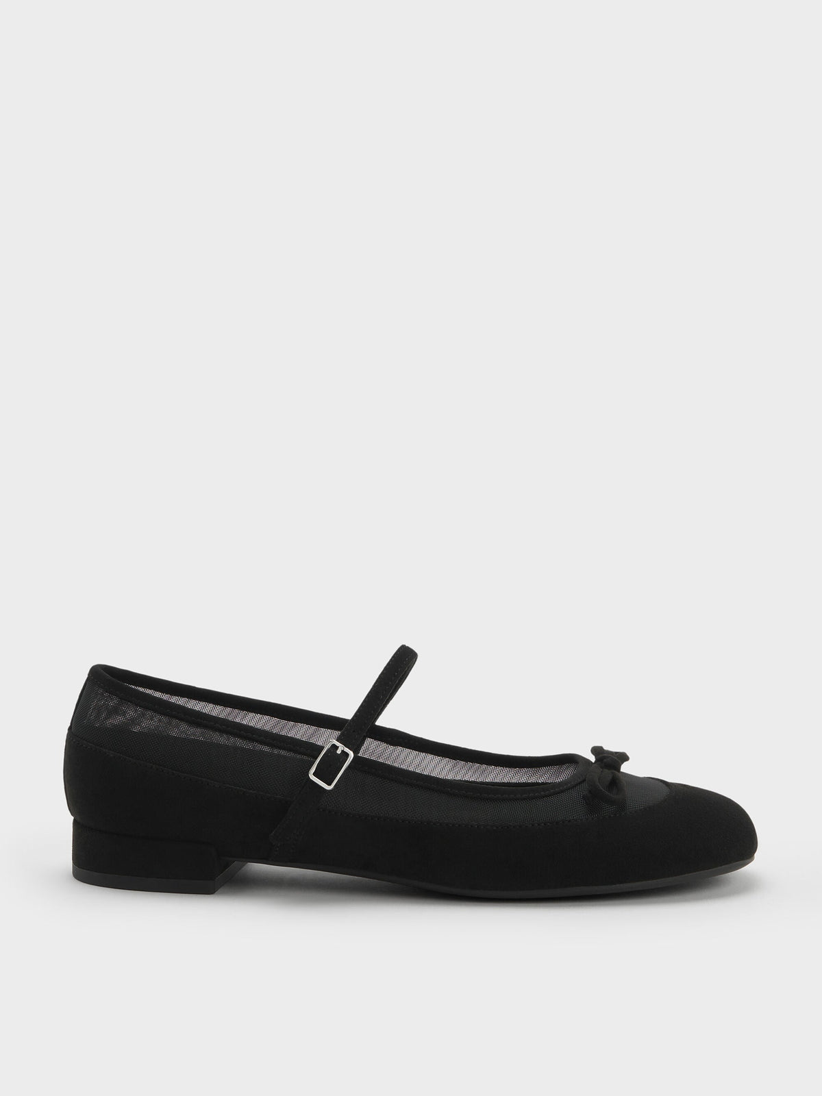 CHARLES & KEITH Signature / Mulligan Faux Suede & Mesh Mary Janes - Black Textured