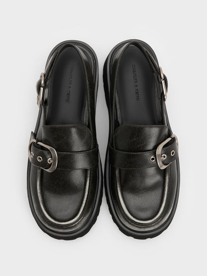 CHARLES & KEITH Sale / Eliot Platform Slingback Loafers - Grey
