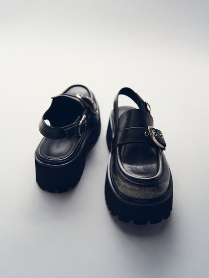 CHARLES & KEITH Sale / Eliot Platform Slingback Loafers - Grey