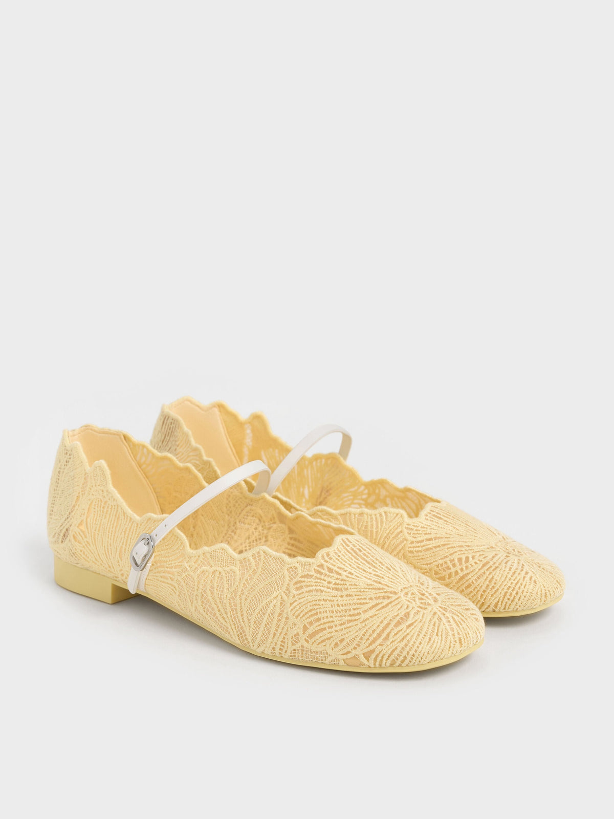 CHARLES & KEITH Latest / Meja Floral Mary Jane Flats - Yellow