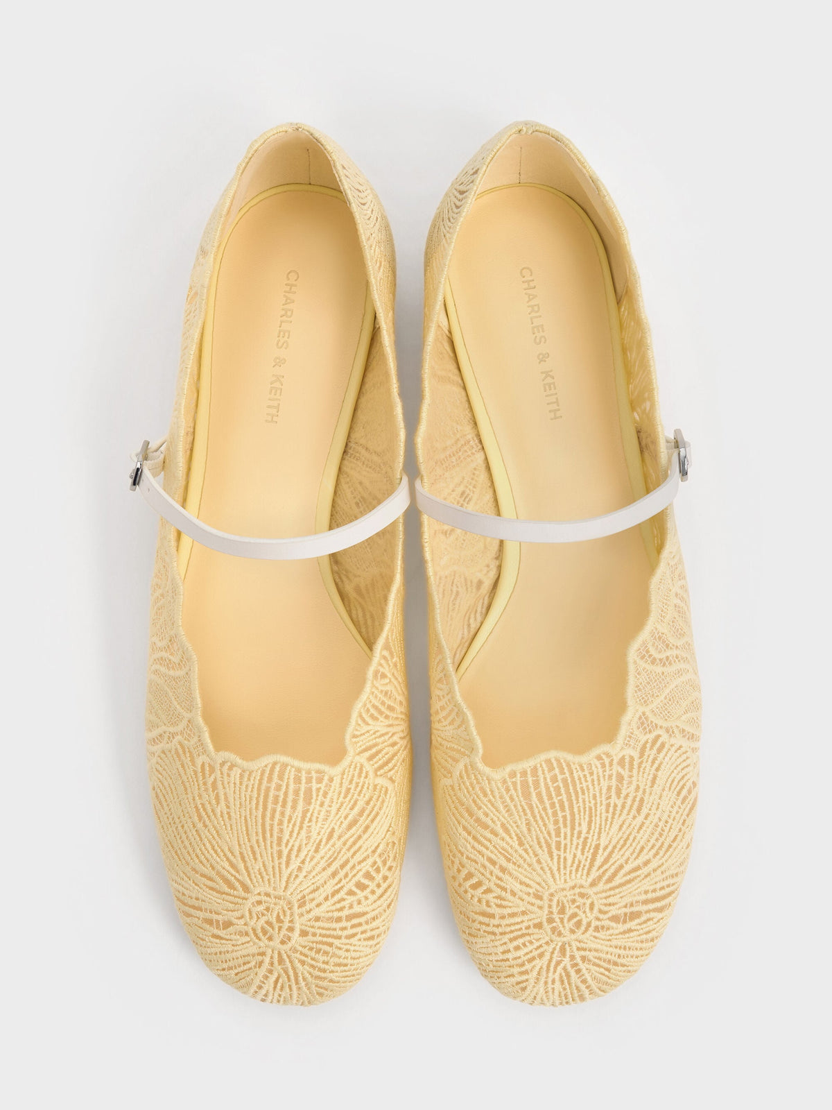 CHARLES & KEITH Latest / Meja Floral Mary Jane Flats - Yellow