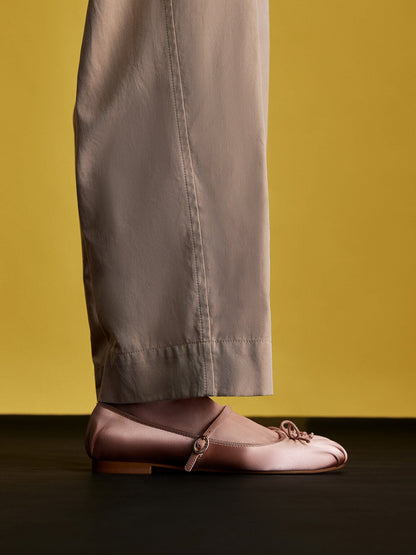 CHARLES & KEITH Trending / Emiko Satin Bow Mary Jane Flats - Nude
