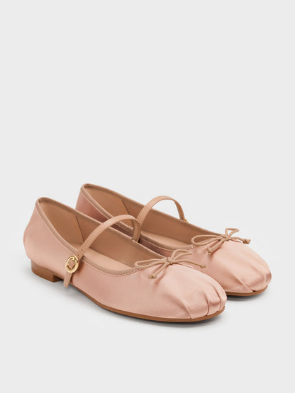 CHARLES & KEITH Trending / Emiko Satin Bow Mary Jane Flats - Nude