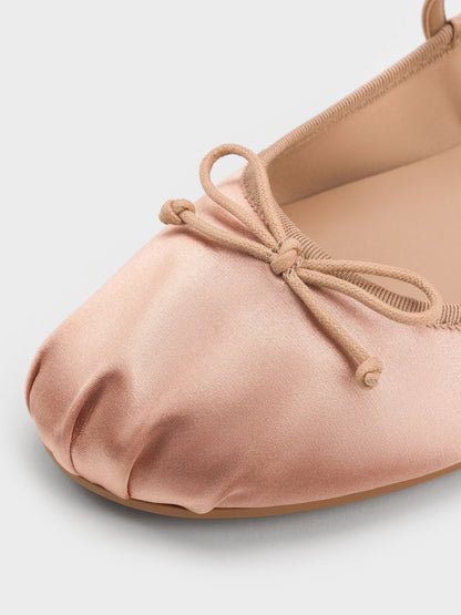CHARLES & KEITH Trending / Emiko Satin Bow Mary Jane Flats - Nude