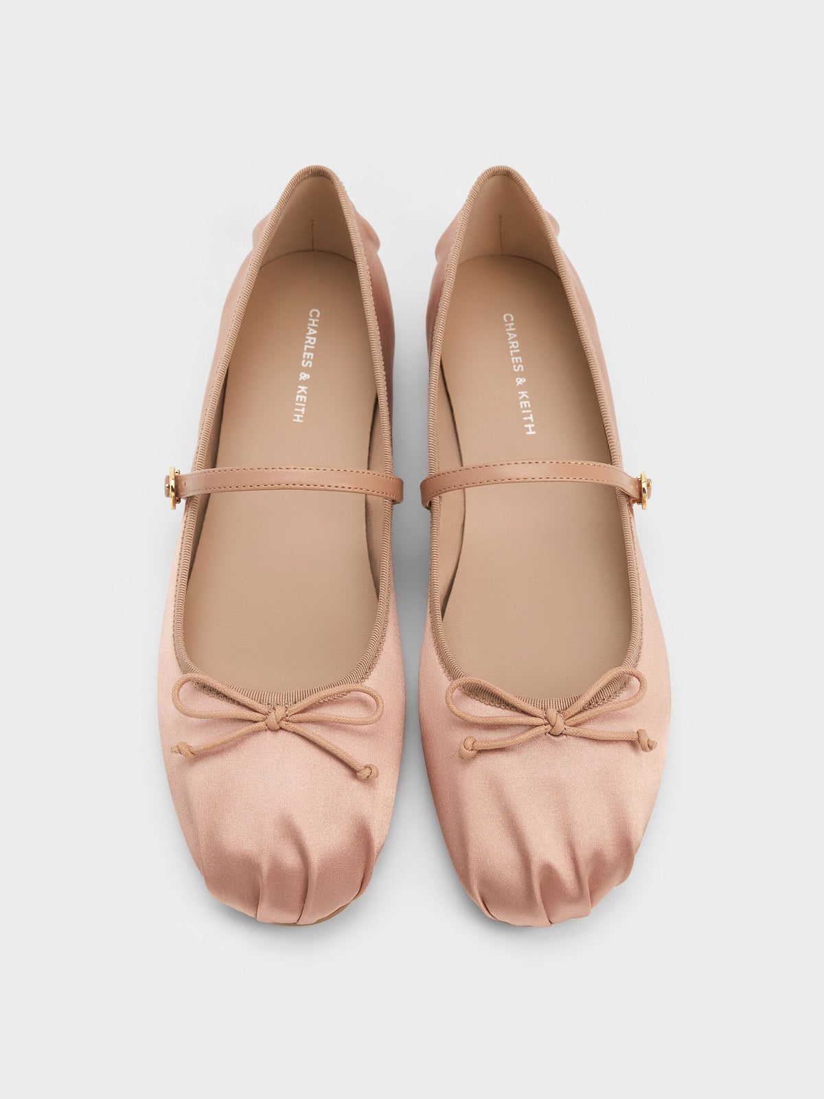 CHARLES & KEITH Trending / Emiko Satin Bow Mary Jane Flats - Nude