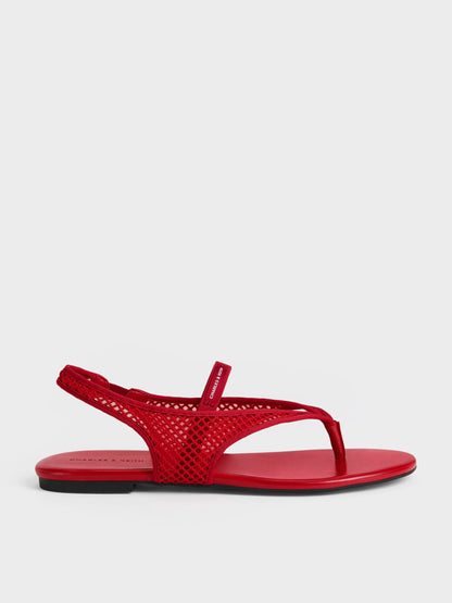 CHARLES & KEITH Deals / Ellory Mesh Thong Slingback Sandals - Red
