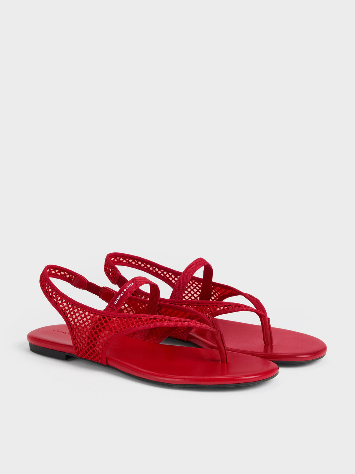 CHARLES & KEITH Deals / Ellory Mesh Thong Slingback Sandals - Red