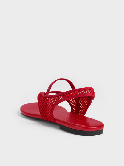 CHARLES & KEITH Deals / Ellory Mesh Thong Slingback Sandals - Red