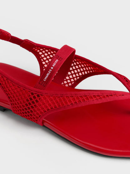 CHARLES & KEITH Deals / Ellory Mesh Thong Slingback Sandals - Red
