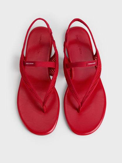 CHARLES & KEITH Deals / Ellory Mesh Thong Slingback Sandals - Red