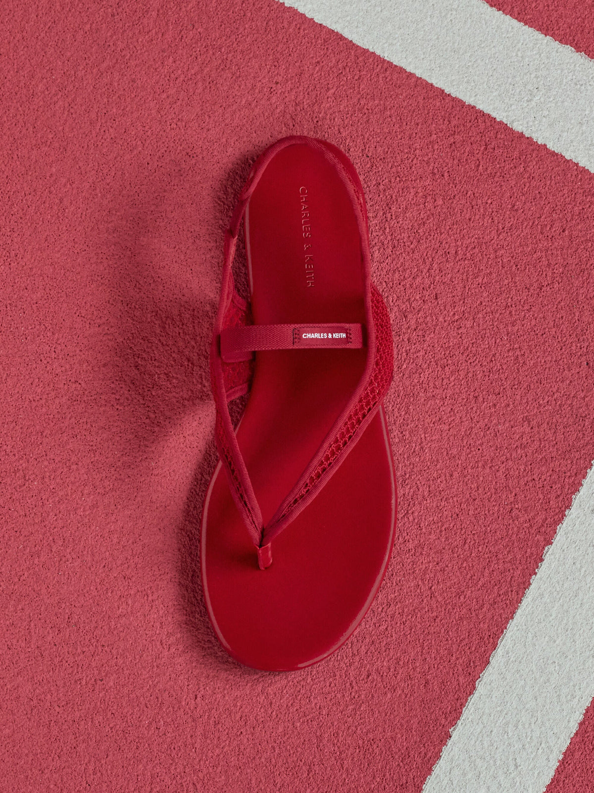 CHARLES & KEITH Deals / Ellory Mesh Thong Slingback Sandals - Red