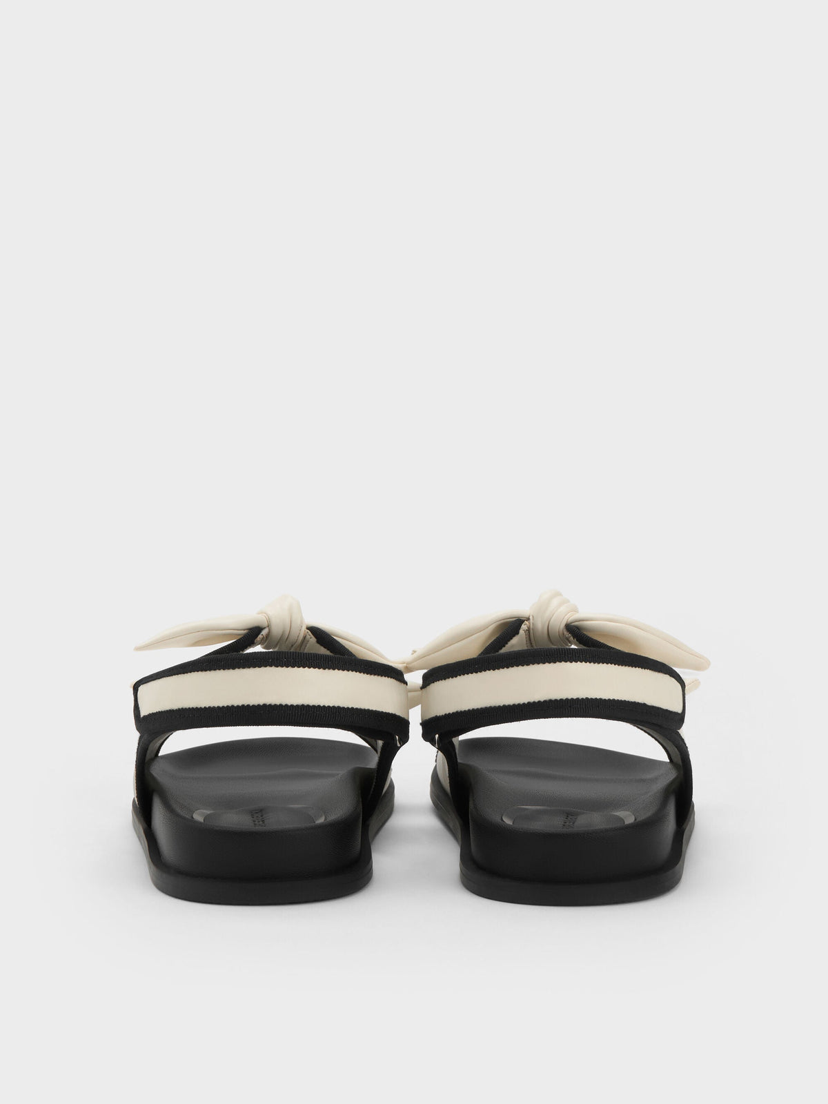 CHARLES & KEITH Great Value / Contrast-Trim Knot-Bow Slingback Sandals - Chalk