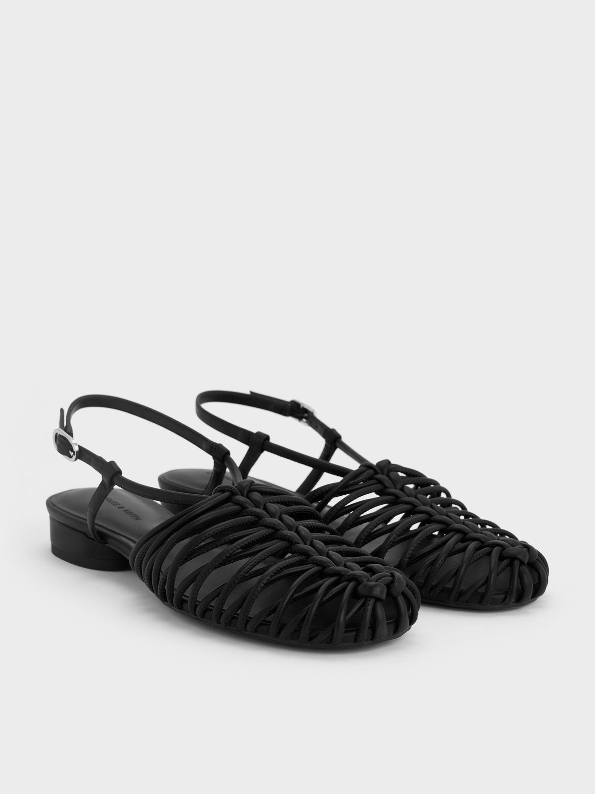 CHARLES & KEITH Latest / Linnea Woven Slingback Caged Sandals - Black