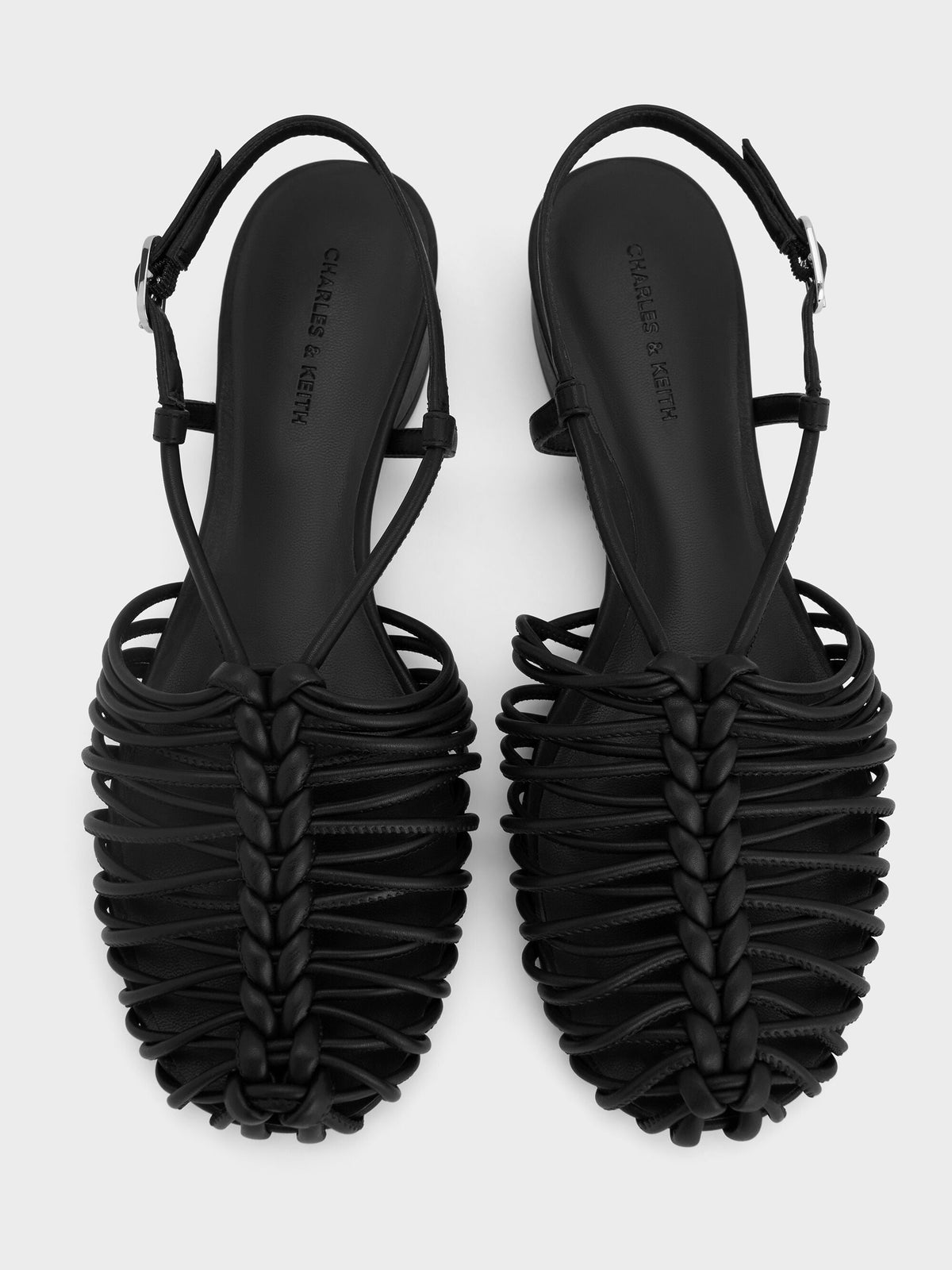 CHARLES & KEITH Latest / Linnea Woven Slingback Caged Sandals - Black
