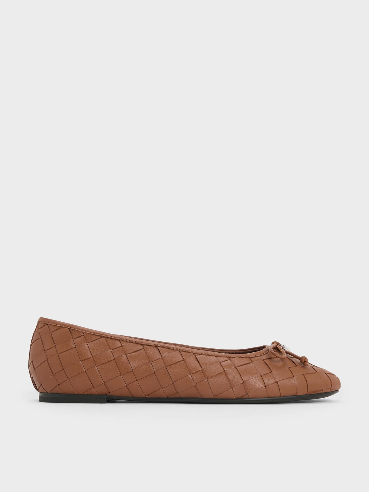 CHARLES & KEITH Essential / Ivette Woven Bow Ballet Flats - Brown