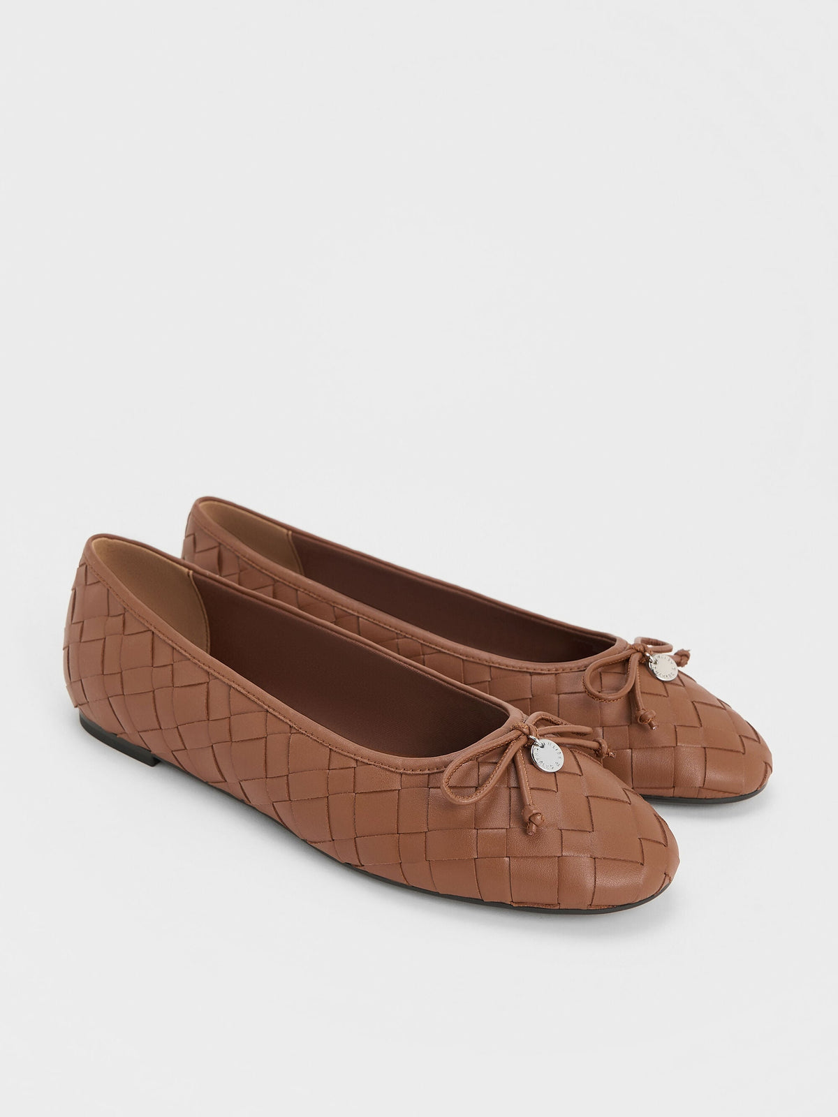 CHARLES & KEITH Essential / Ivette Woven Bow Ballet Flats - Brown