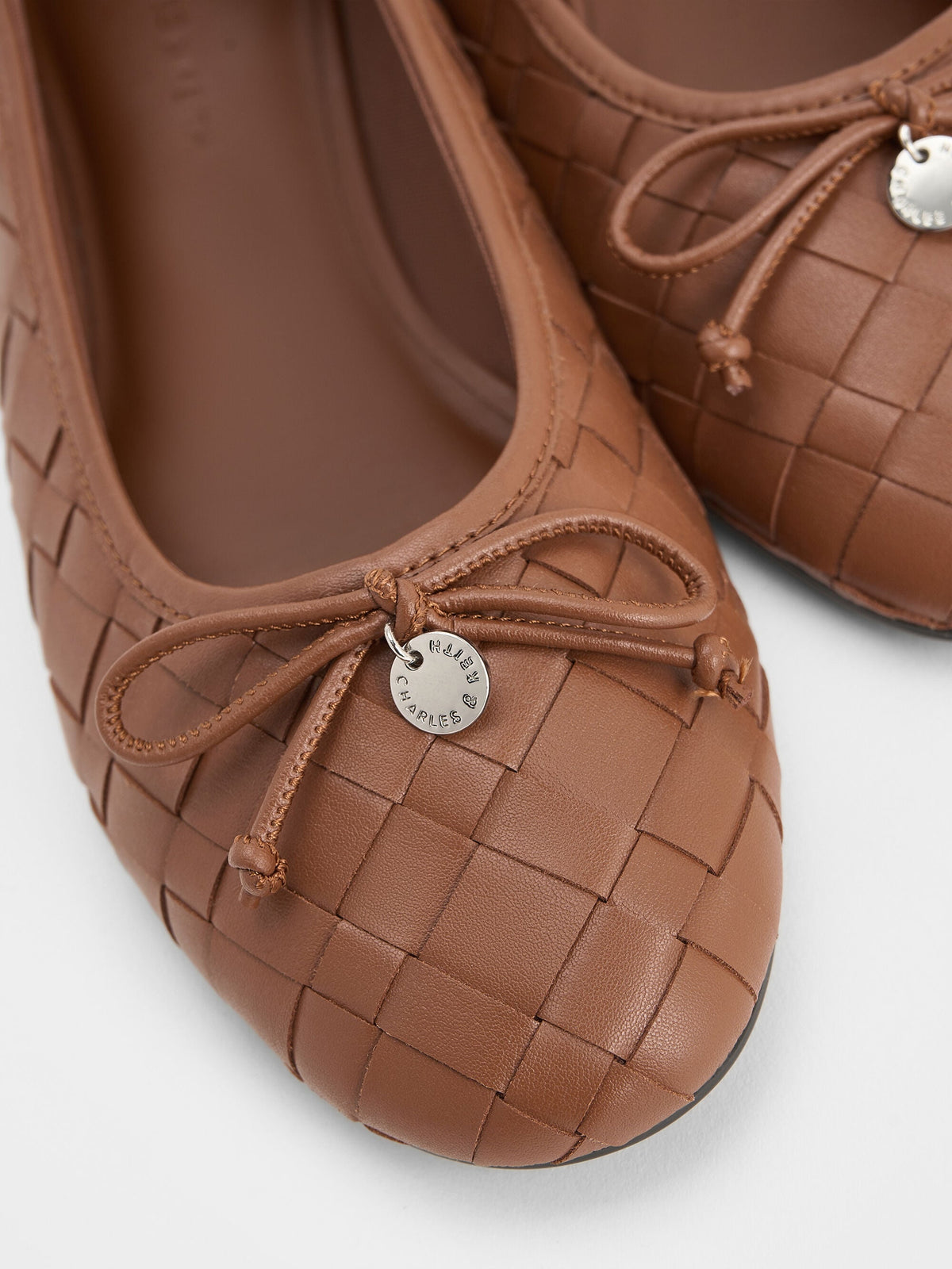 CHARLES & KEITH Essential / Ivette Woven Bow Ballet Flats - Brown