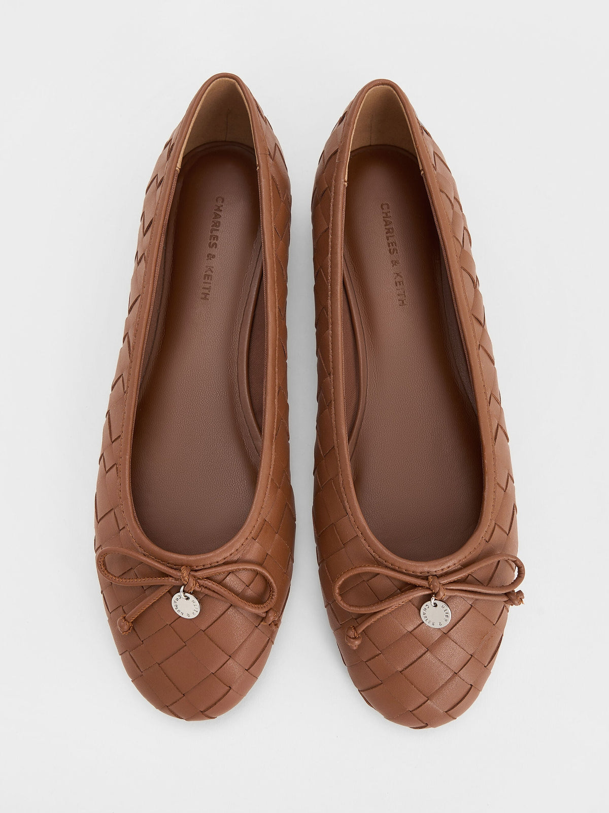 CHARLES & KEITH Essential / Ivette Woven Bow Ballet Flats - Brown