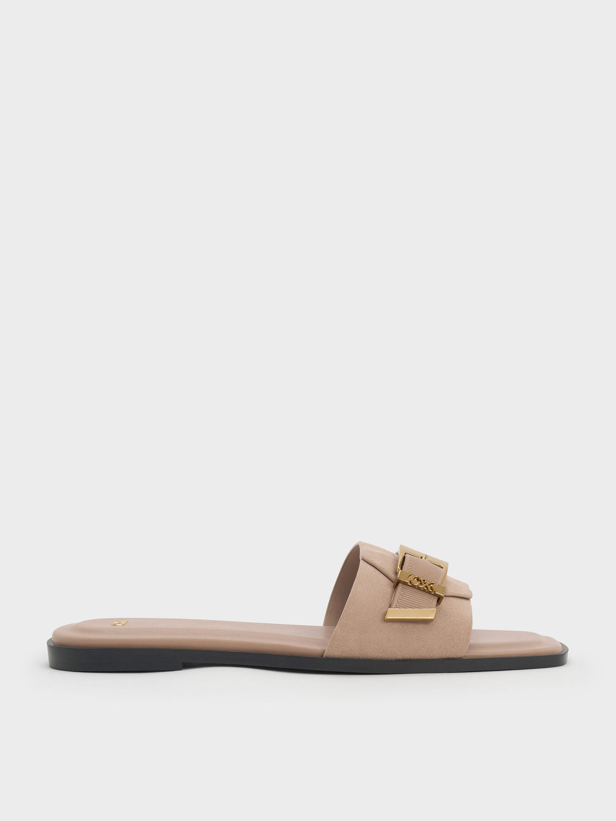 CHARLES & KEITH Featured / Whitney Suede & Leather Slide Sandals - Taupe