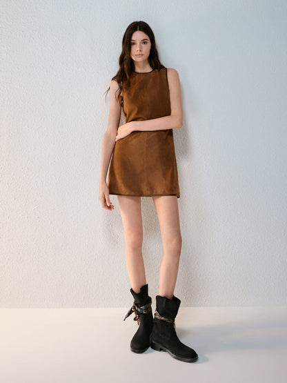 CHARLES & KEITH Trending / Faux Suede Printed-Scarf Calf Boots - Black Textured