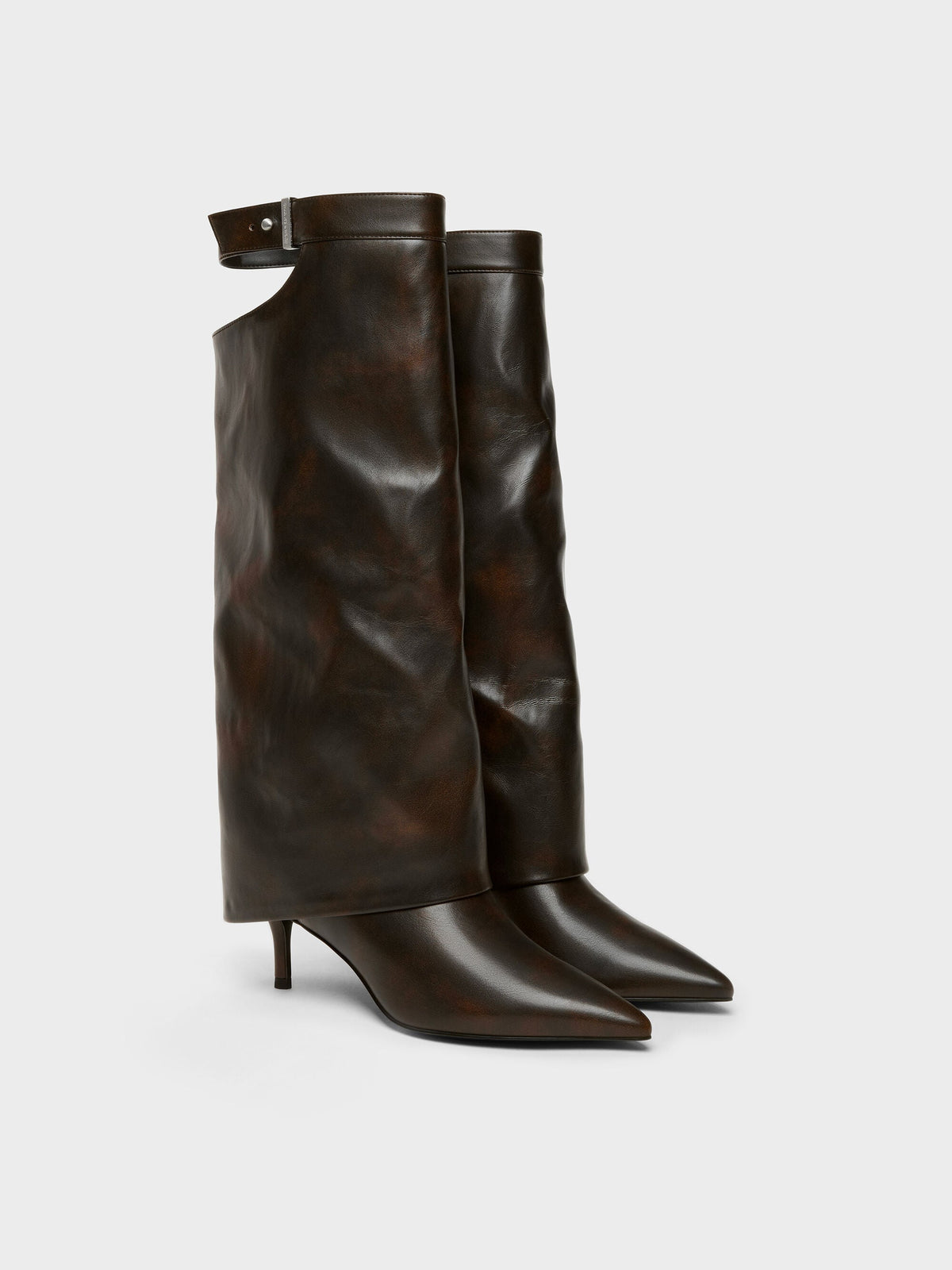 CHARLES & KEITH Discount / Cut-Out Stiletto Knee-High Boots - Brown