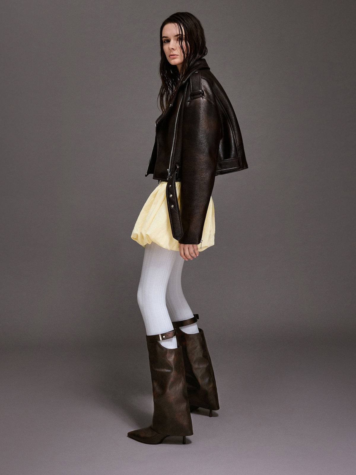 CHARLES & KEITH Discount / Cut-Out Stiletto Knee-High Boots - Brown
