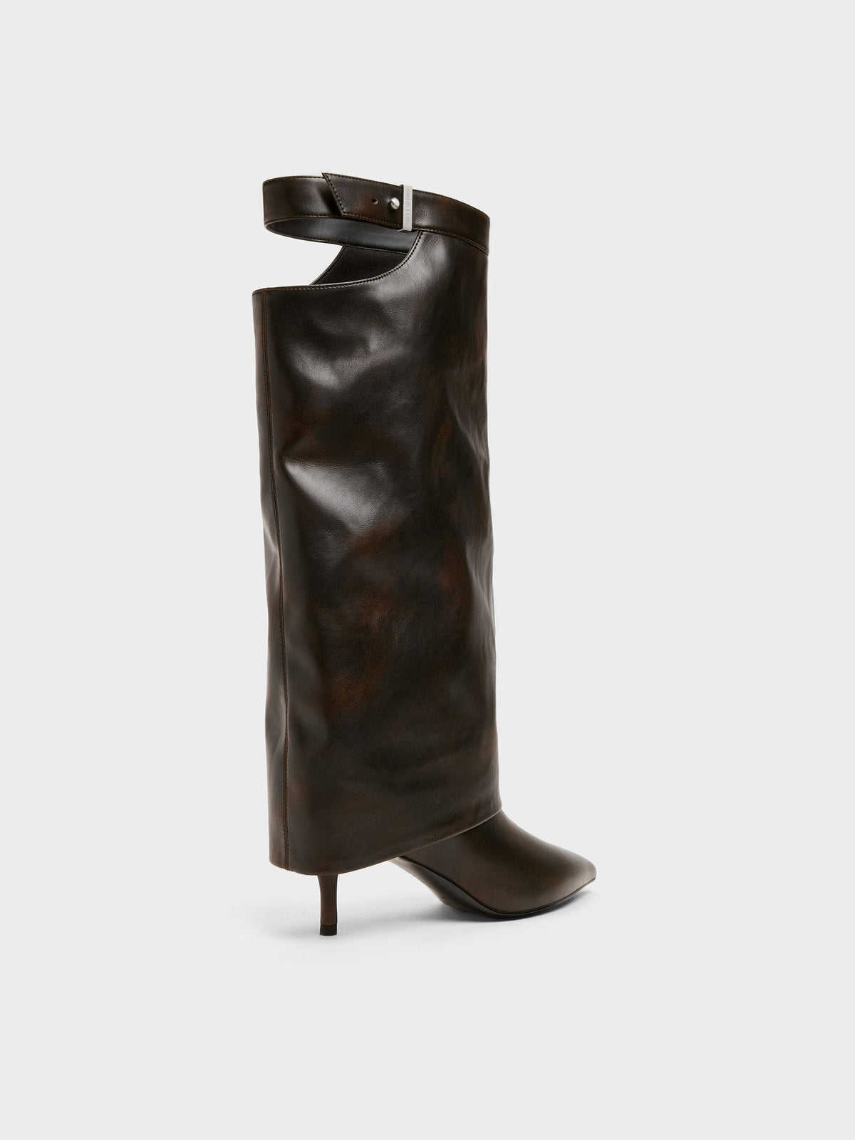 CHARLES & KEITH Discount / Cut-Out Stiletto Knee-High Boots - Brown