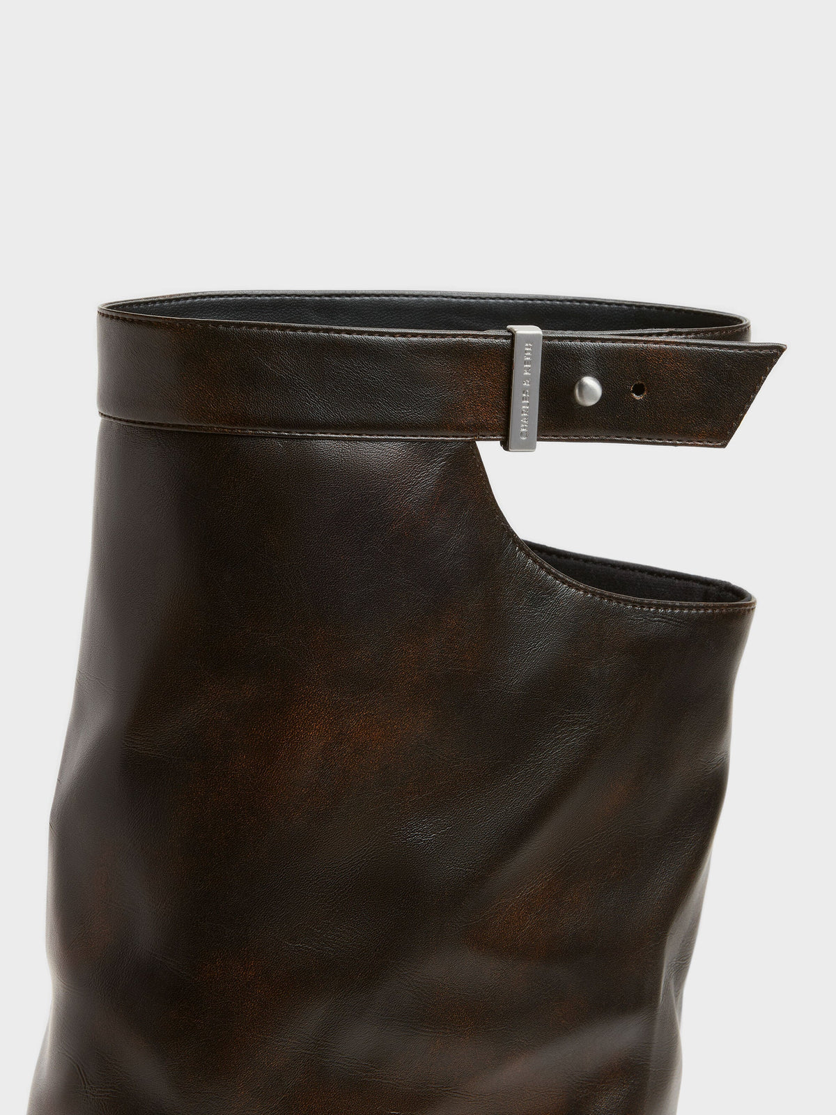 CHARLES & KEITH Discount / Cut-Out Stiletto Knee-High Boots - Brown