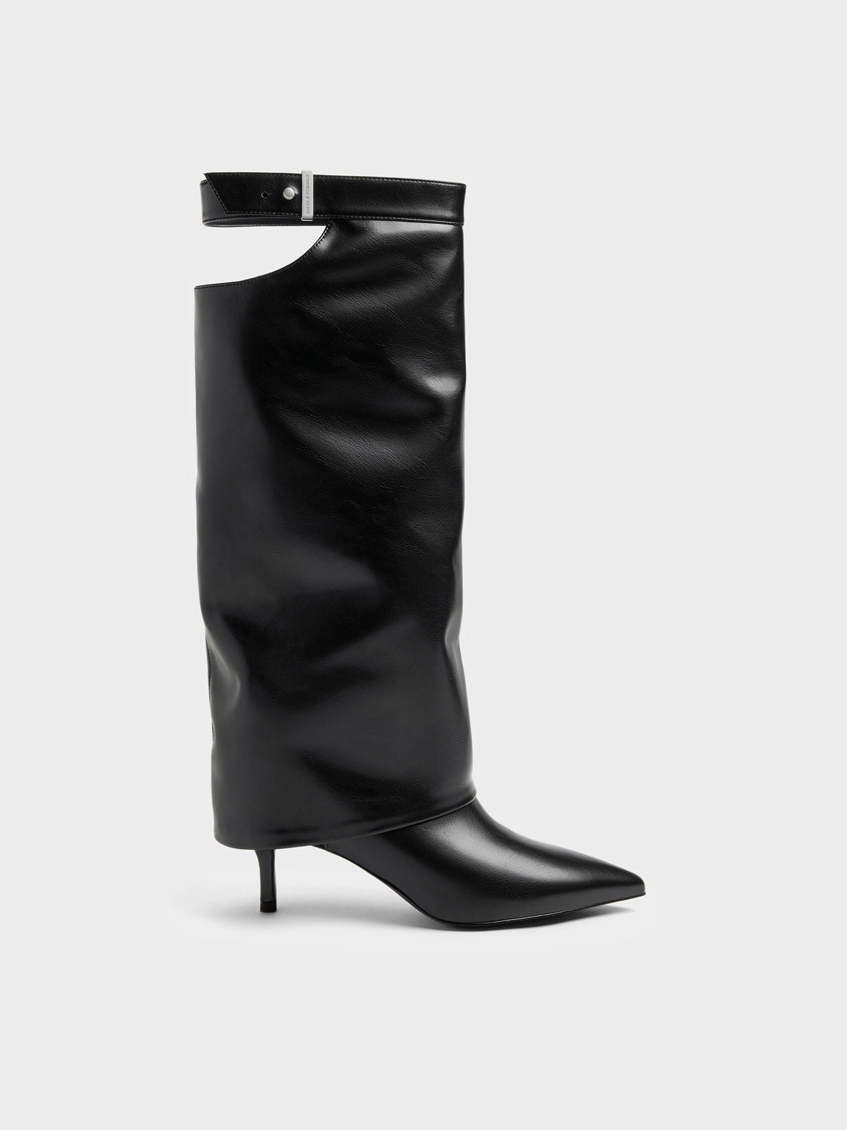 CHARLES & KEITH Deals / Cut-Out Stiletto Knee-High Boots - Black