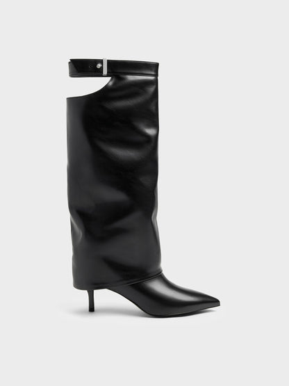 CHARLES & KEITH Deals / Cut-Out Stiletto Knee-High Boots - Black