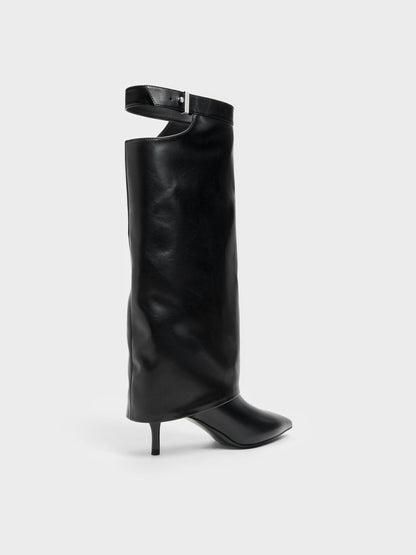 CHARLES & KEITH Deals / Cut-Out Stiletto Knee-High Boots - Black