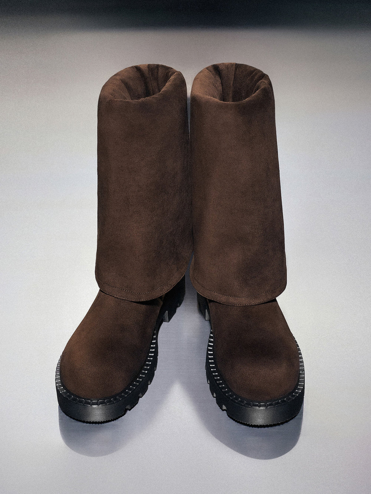 CHARLES & KEITH Top Pick / Camilla Faux Suede Thigh-High Boots - Dark Brown Textured