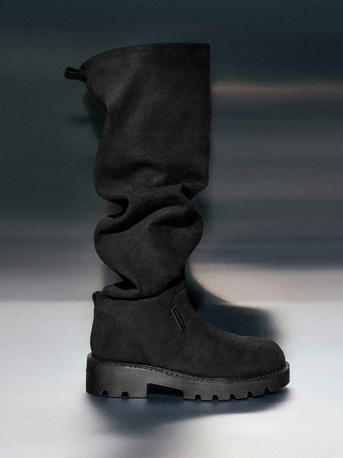 CHARLES & KEITH Exclusive / Camilla Faux Suede Thigh-High Boots - Black Textured