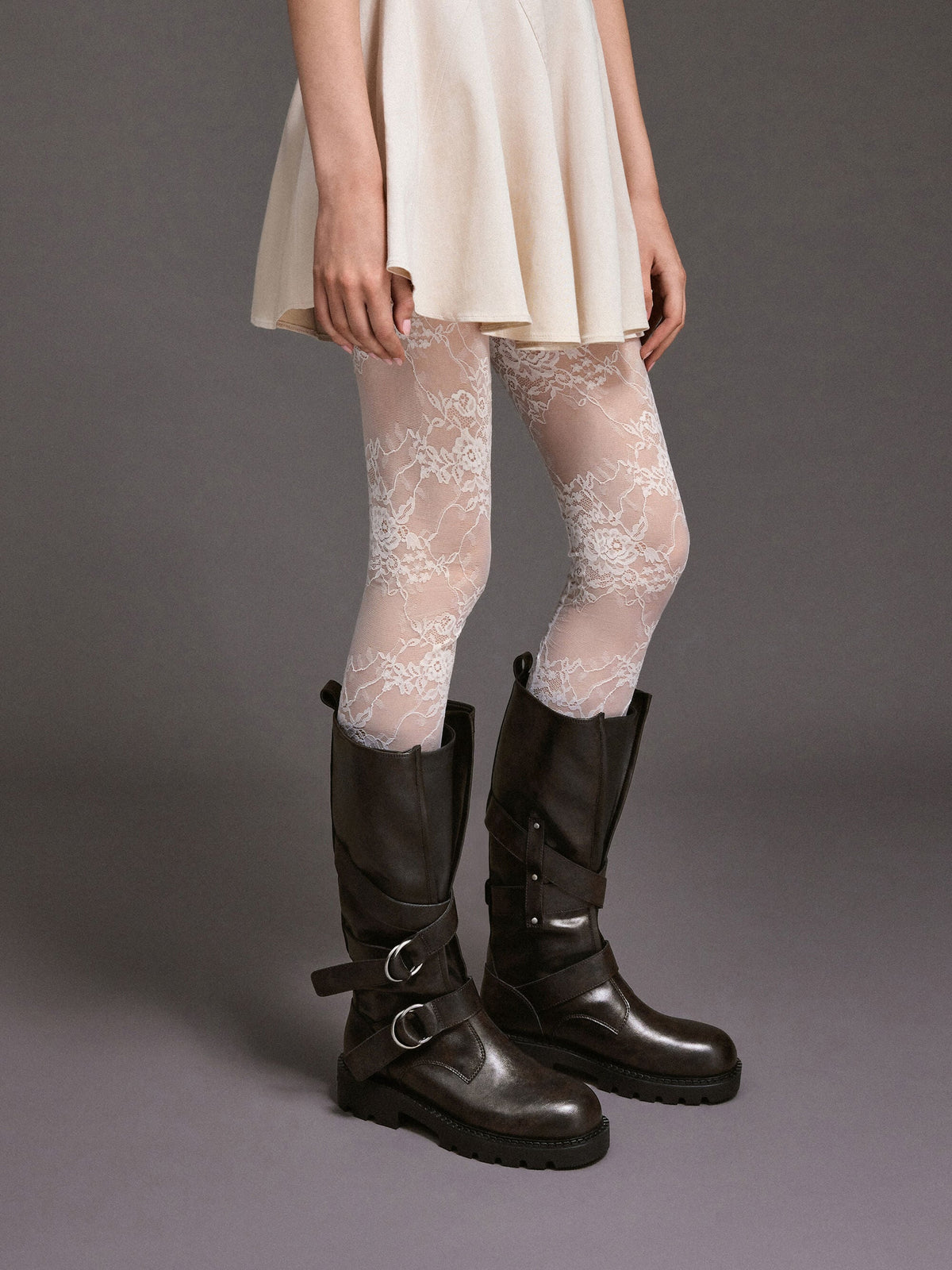 CHARLES & KEITH Special Offer / Double-Strap Knee-High Boots - Dark Brown