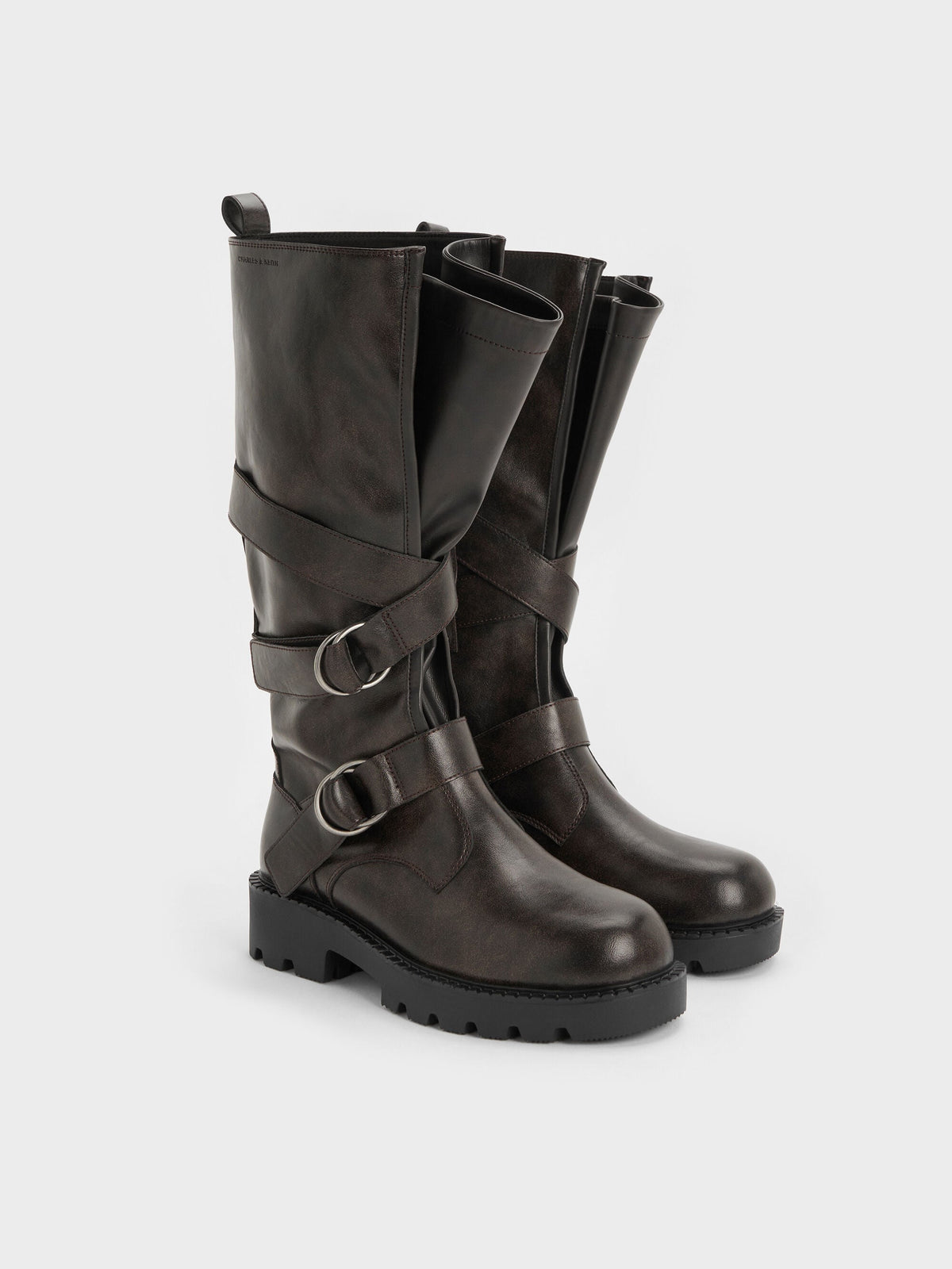 CHARLES & KEITH Special Offer / Double-Strap Knee-High Boots - Dark Brown